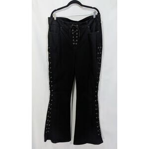 Hot Topic Black Lace Up Low Rise Flare Pants Size 18 Goth Y2K Alt Emo